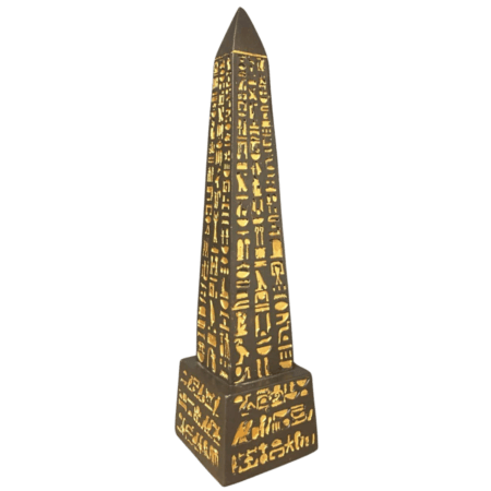 Egyptian Pharaonic Black and Gold Obelisk Statues