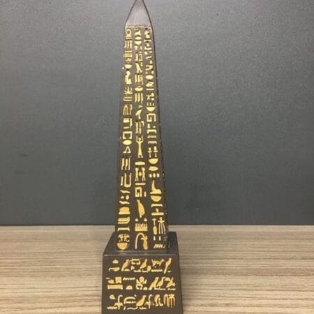 Egyptian Pharaonic Black and Gold Obelisk Statues